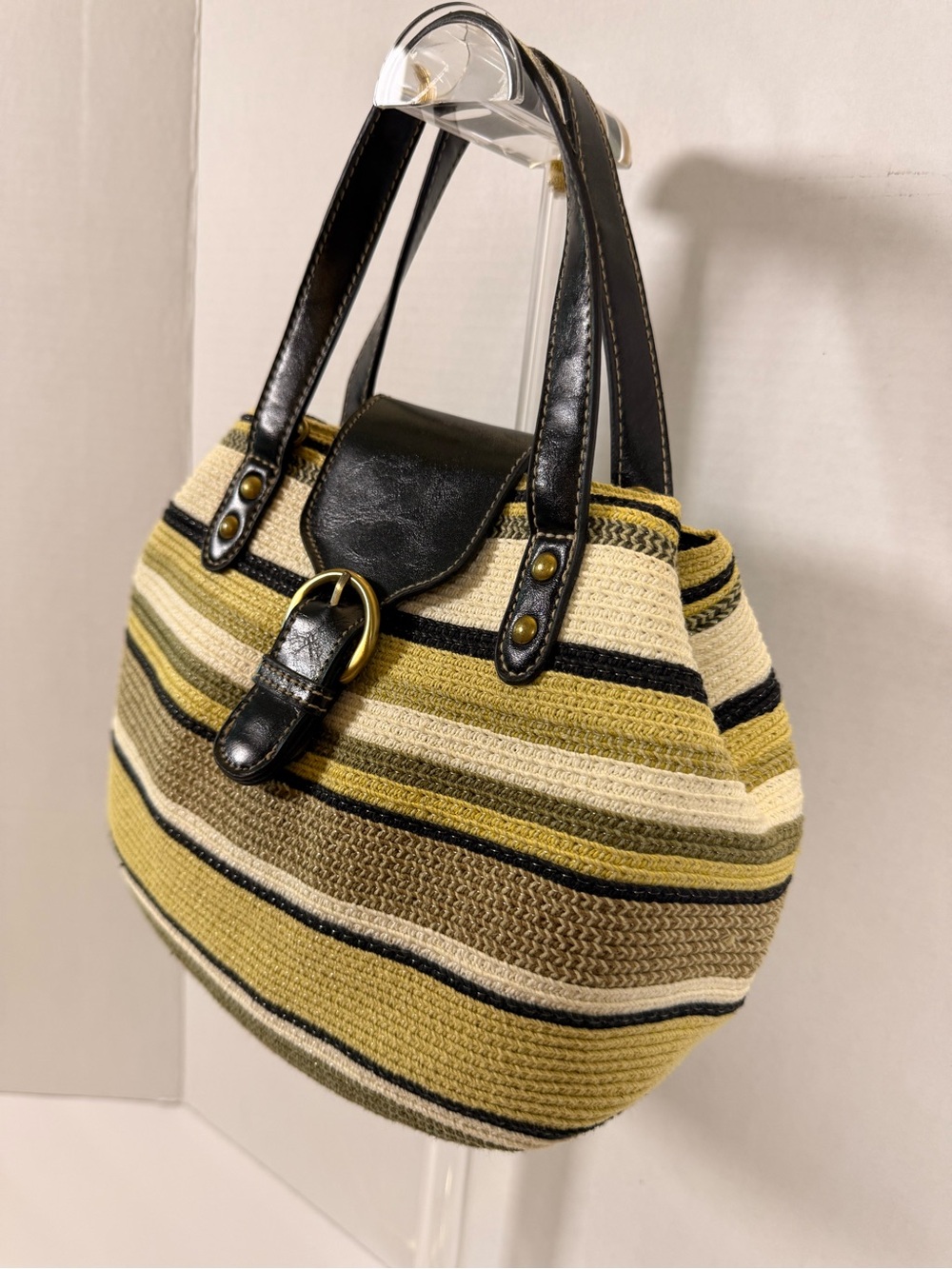 croft & barrow Striped Tote Bag in Black, Olive, Cream